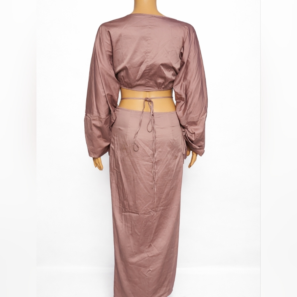 Cult Gaia Adriel Ruched Sleeves Crop Top + Nell Skirt Set Elderberry Sz S - Picture 8 of 9